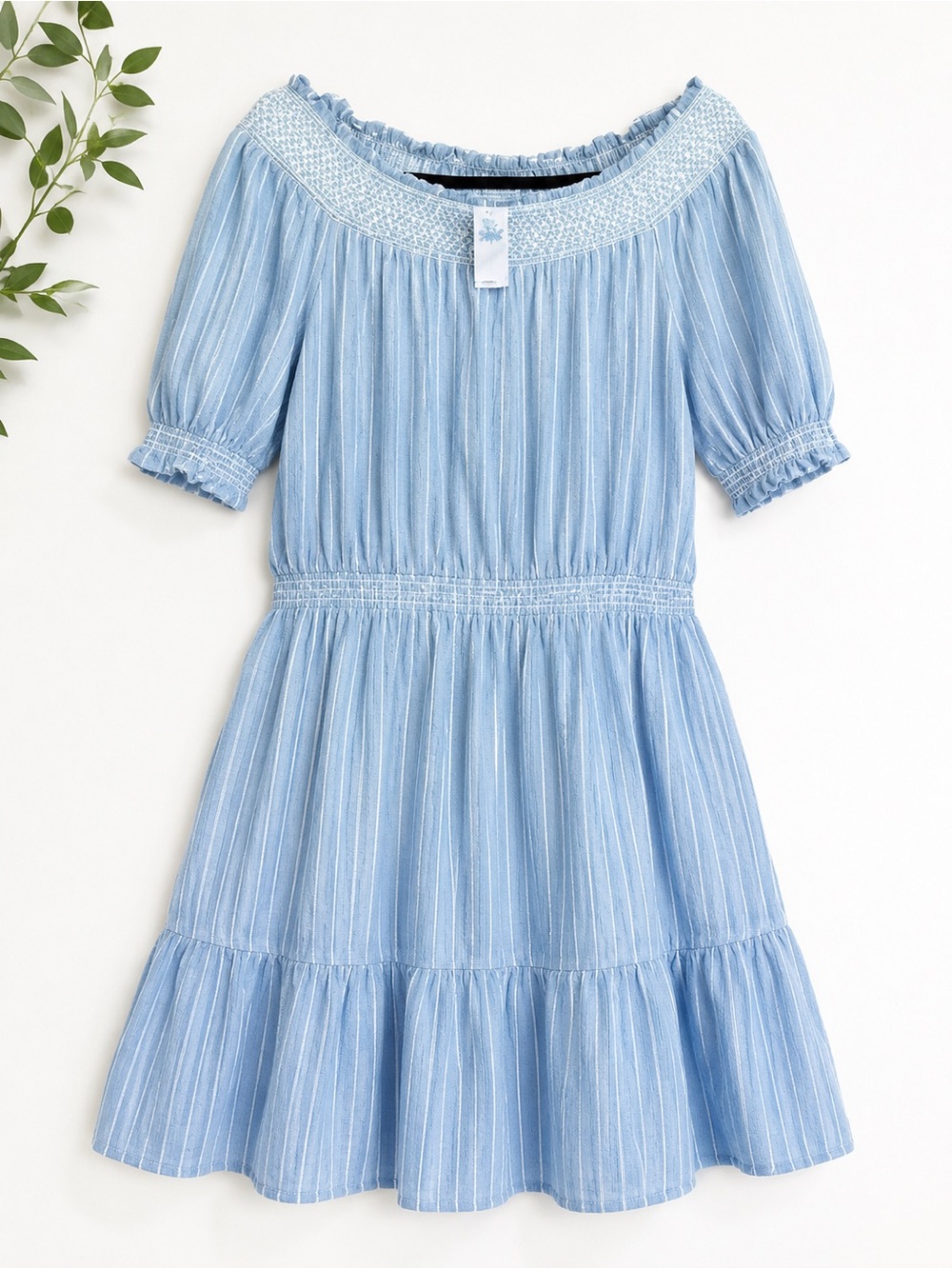 Old Navy Dobby Stripe Smocked Dress Size Large Coastal Summer cottagecore NWT